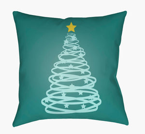 Livabliss Christmas Tree Holiday Accent Pillow Polyester Square Festive Indoor Outdoor Decor Forest Green, M 20"L x 20"W HDY116-2020