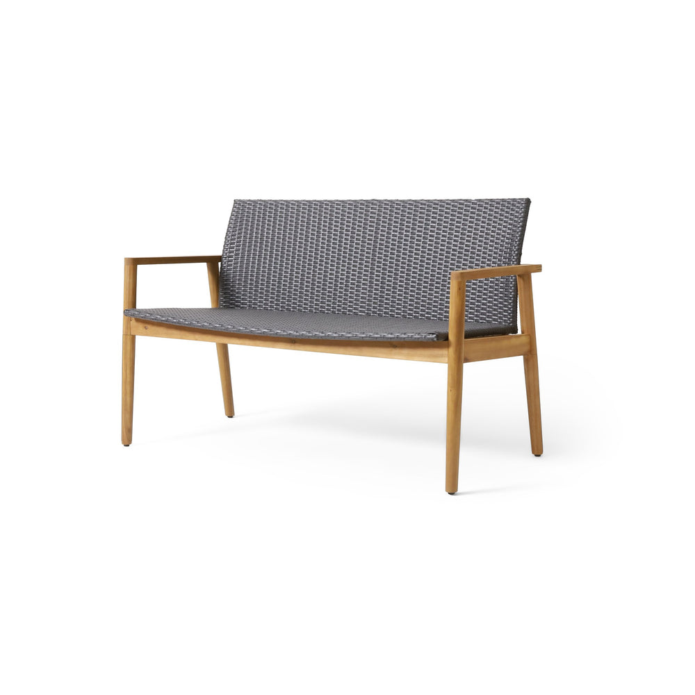 English Elm Christopher Knight Home® - BRYAN Teak Loveseat with Acacia Wood Frame and Wicker Seating, Transitional Outdoor Comfort 51" 73994.00GRY