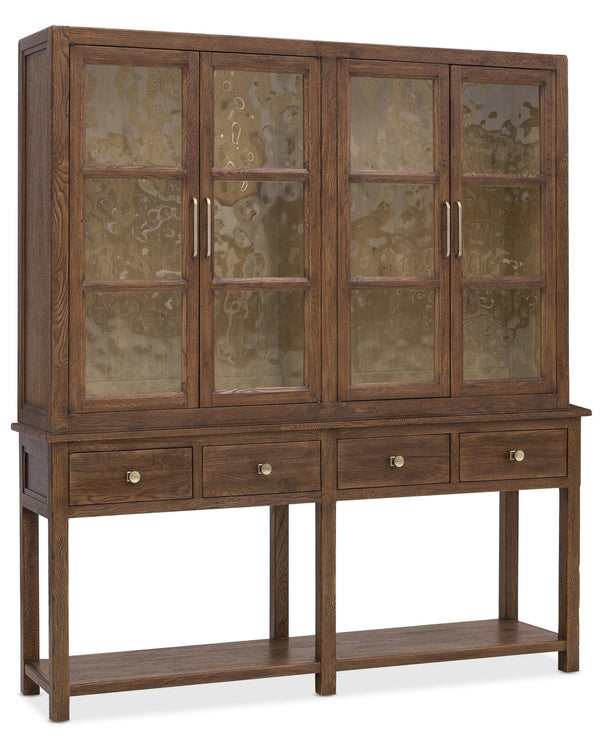 Hooker Furniture Driftwood Oak Sideboard with Seeded Glass Doors Led Lighting and Artisan Hardware 6820-75900-85