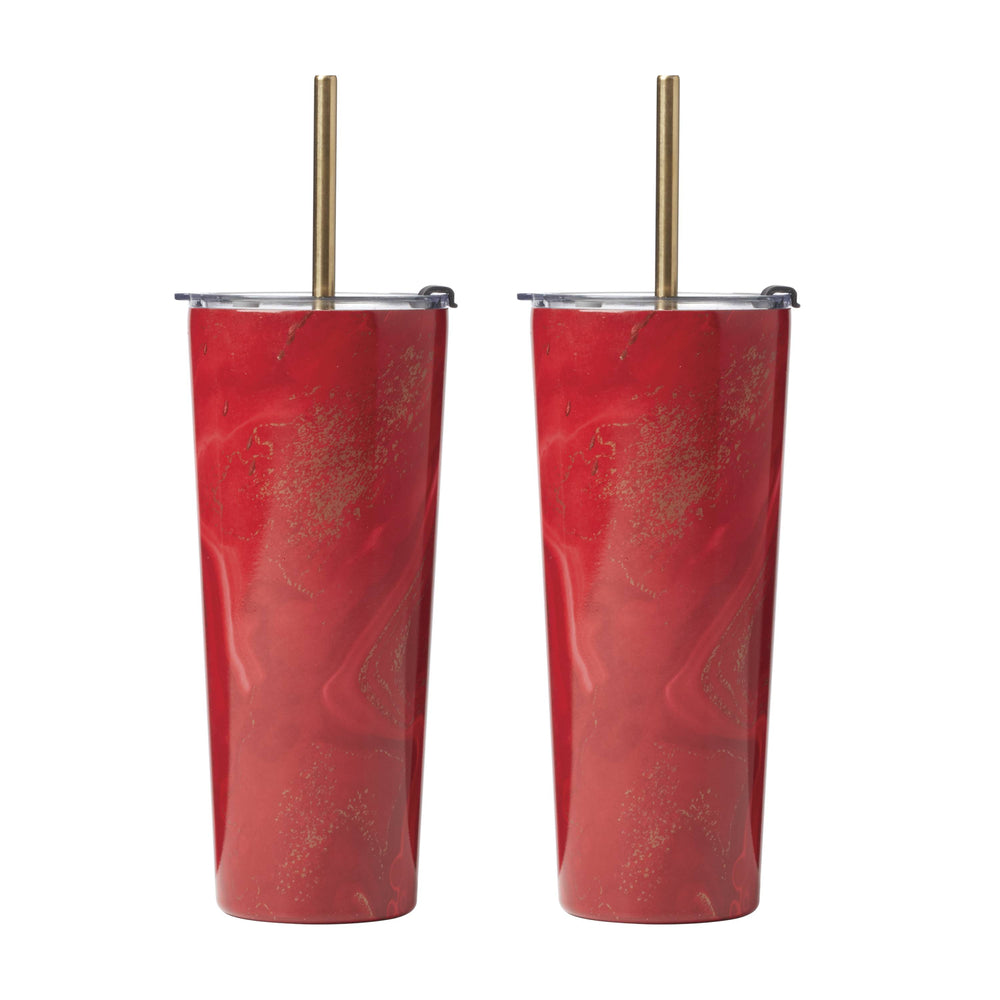 Lenox Cambridge 24 Oz Red Geo Insulated Tumblers, Set of 2 NO COLOR METAL E9516RDCB2DS