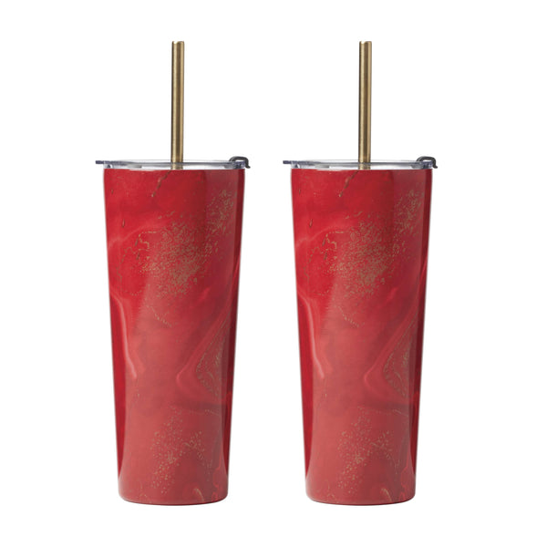 Lenox Cambridge 24 Oz Red Geo Insulated Tumblers, Set of 2 NO COLOR METAL E9516RDCB2DS