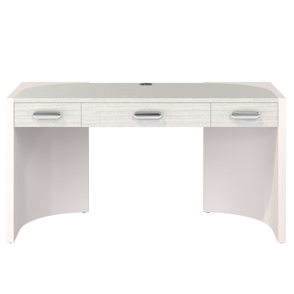 Bernhardt Bernhardt Stratum Desk With Mist Top & Fossil Faux Stone Ends, Polished Nickel Pulls, Usb/Ac D22514