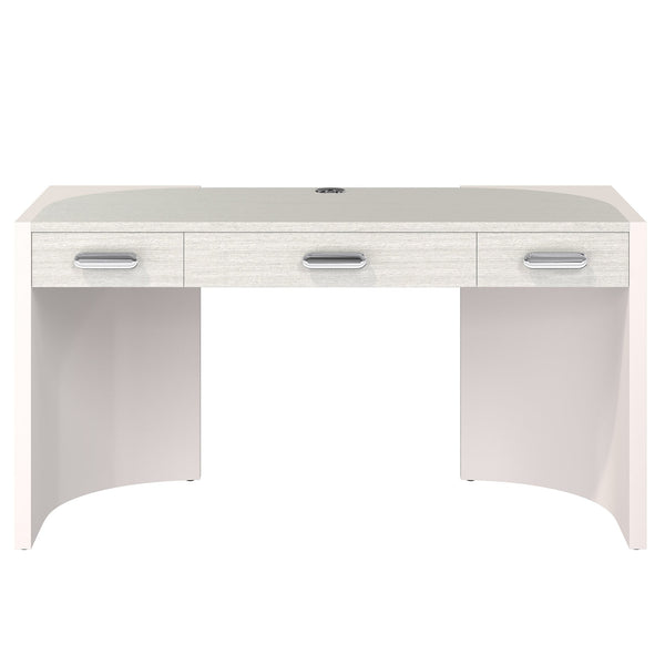 Bernhardt Bernhardt Stratum Desk With Mist Top & Fossil Faux Stone Ends, Polished Nickel Pulls, Usb/Ac D22514
