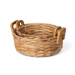 Woven Water Hyacinth Round Serving Basket EAW20616 Park Hill