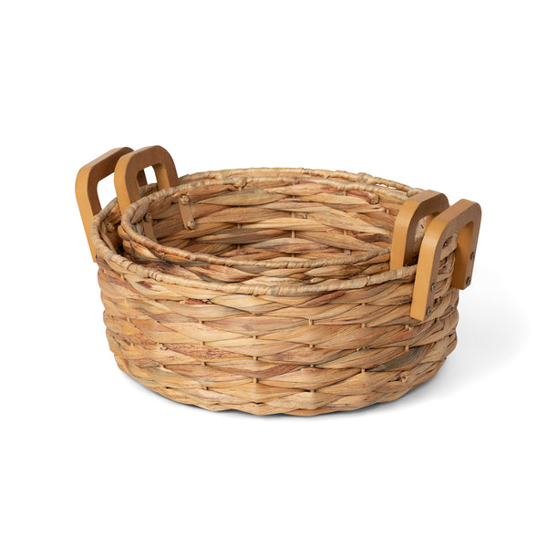 Woven Water Hyacinth Round Serving Basket EAW20616 Park Hill