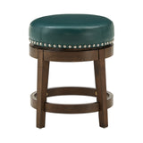 Homelegance By Top-Line Emerson Brown Finish Faux Leather 18" Swivel Dining Height Stool (Set of 2) Green Rubberwood