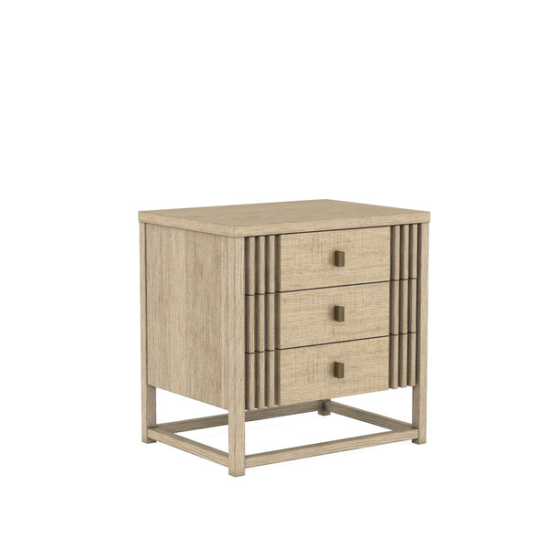 A.R.T. Furniture North Side Nightstand With Usb Chargers - Stylish Shale Finish, 3 Drawers, And Soft-close Glides Brown Parrawood Solids,Quarter Figured,Fiddle Ash Veneer,Metal 269140-2556
