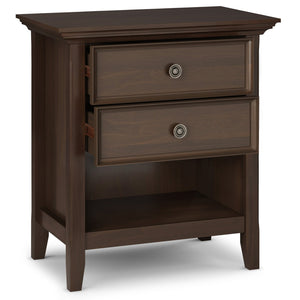 English Elm Amherst Bedside Table - Handcrafted Natural Aged Brown With Drawers & Open Shelf For Versatility B136P158368
