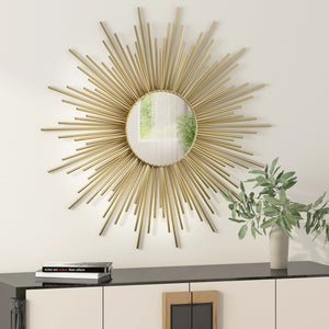 English Elm Christopher Knight Home® - WALL Sunburst Gold Mirror 34.5" Round Tempered Glass Iron Frame Glam Decorative Accent Piece 71552.00