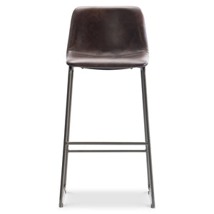 Bernhardt Bernhardt Sharpe Leather Upholstered Barstool with Bronze Metal Frame for Modern Bars L25594