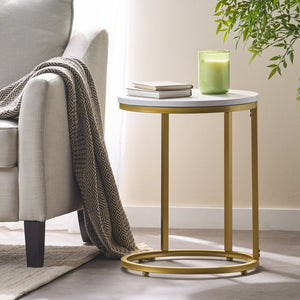 English Elm Christopher Knight Home® - END TABLE C-Shape Modern Glam Gold Frame with White Top, Durable Iron MDF Side Table for Sofa 68987.00