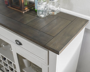 English Elm Steve Silver - Cayla Two-Tone Server in Dark Oak & Antiqued White — Hardwood Solids, Felt-Lined Drawers, Glass Doors B081P157128