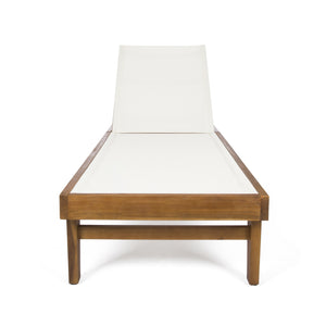 English Elm Summerland Acacia Wood Outdoor Chaise Lounge with Breathable Mesh Seat for Patio 60018.00