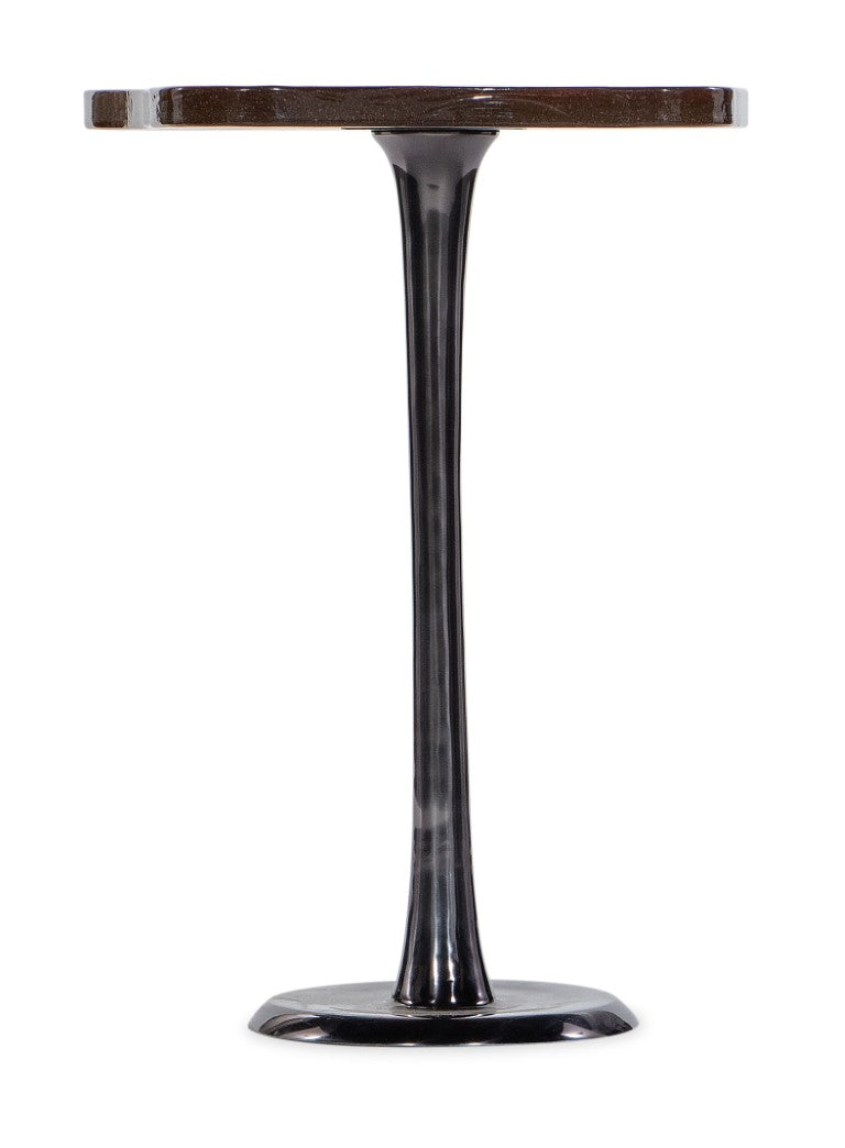 Hooker Furniture Memento Rose-Glass Accent Table With Dark Metal Base — Sculptural Bedside Or Sofa Side Table, Charity Support 5000-50011-97