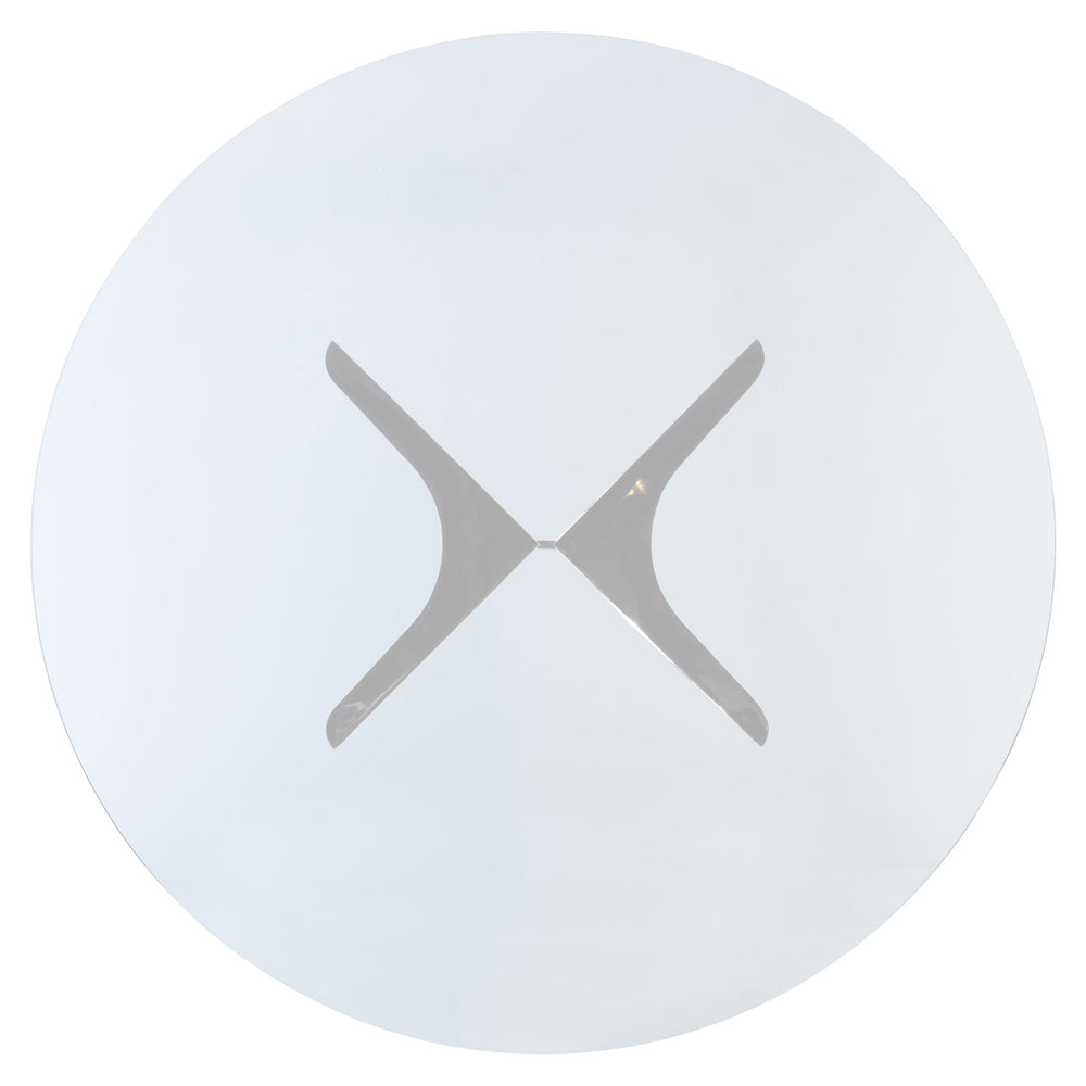 Bernhardt Bernhardt Nova Round Glass Dining Table With Polished Stainless Steel Geometric Base, Seats 4–6, Durable Finish K1867