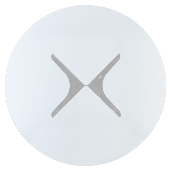 Bernhardt Bernhardt Nova Round Glass Dining Table With Polished Stainless Steel Geometric Base, Seats 4–6, Durable Finish K1867