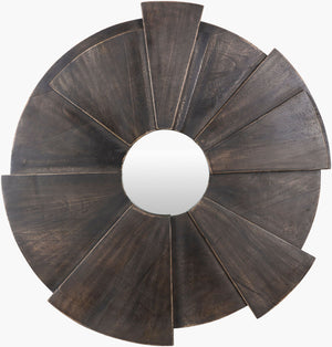 Surya Hermione 32"H X 32"W Contemporary Mirror - Modern Design, Elegant Finish, Revitalize Your Space! Frame, Brown Wood Hei001-3232