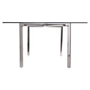 Bernhardt Bernhardt Cristobal 100" Rectangular Glass Dining Table With Polished Stainless Steel Y-Base & Industrial Accents K1805