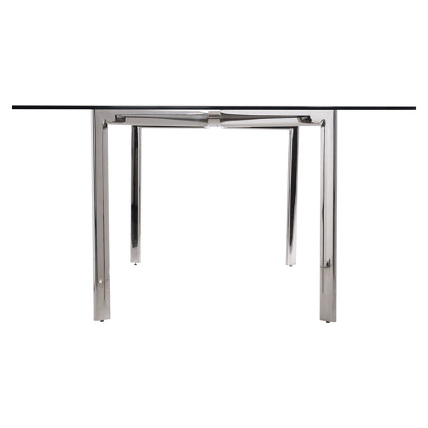 Bernhardt Bernhardt Cristobal 100" Rectangular Glass Dining Table With Polished Stainless Steel Y-Base & Industrial Accents K1805