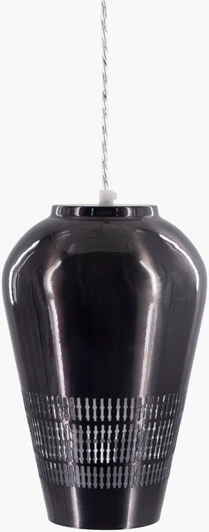 Surya Henrik 9" Modern Pendant Light - Handcrafted Metal Décor For Timeless Home Elegance & Style Fixture, Black,Base, Black,Cord, Translucent Iron Hek-002