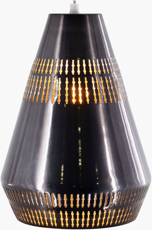 Surya Henrik 9" Modern Pendant Light - Handcrafted Metal Décor For Timeless Home Elegance & Style Fixture, Black,Base, Black,Cord, Translucent Iron Hek-001