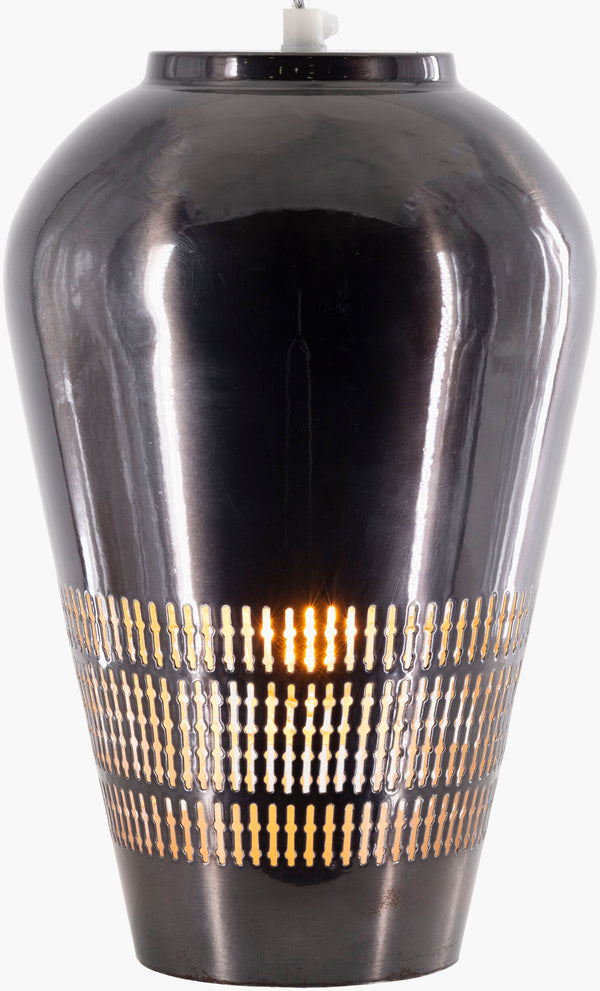 Surya Henrik 9" Modern Pendant Light - Handcrafted Metal Décor For Timeless Home Elegance & Style Fixture, Black,Base, Black,Cord, Translucent Iron Hek-002