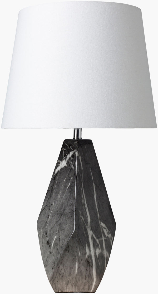 Surya Henley Modern Accent Table Lamp - 25" Height, Stylish Design, Easy Clean, Perfect Ambient Light Body, Black,Finial, Metallic ,Nickel,Harp, Metallic ,Nickel Ceramic,Linen,Polyester,Iron Hel-100