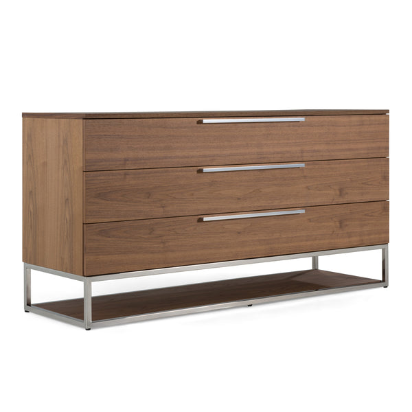 Vig Furniture Modrest Helenora - Elegant Walnut Dresser With Stainless Steel Accents For Modern Bedroom Style Walnut  Vgvc-mc1502-wal