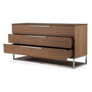 Vig Furniture Modrest Helenora - Elegant Walnut Dresser With Stainless Steel Accents For Modern Bedroom Style Walnut  Vgvc-mc1502-wal