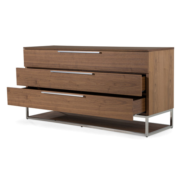Vig Furniture Modrest Helenora - Elegant Walnut Dresser With Stainless Steel Accents For Modern Bedroom Style Walnut  Vgvc-mc1502-wal