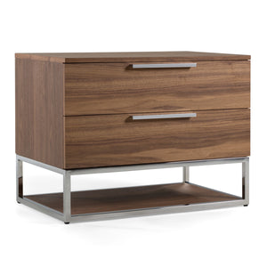 Vig Furniture Modrest Helenora Nightstand - Chic Walnut Design With Stainless Steel Accents For Modern Bedrooms Walnut  Vgvc-mb1502-wal