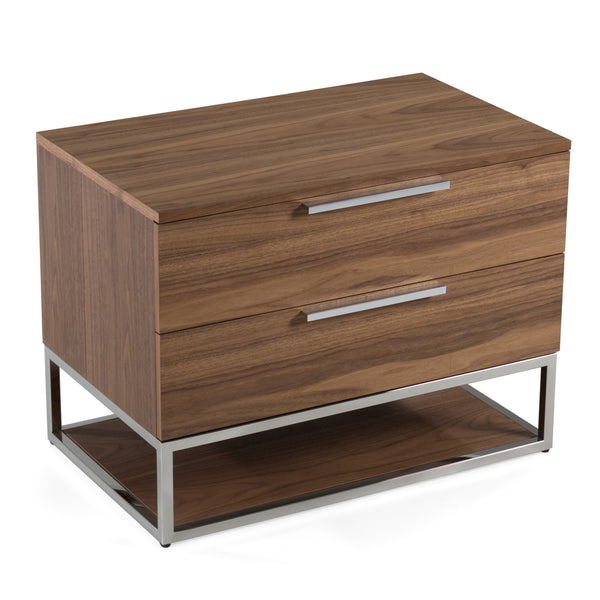 Vig Furniture Modrest Helenora Nightstand - Chic Walnut Design With Stainless Steel Accents For Modern Bedrooms Walnut  Vgvc-mb1502-wal