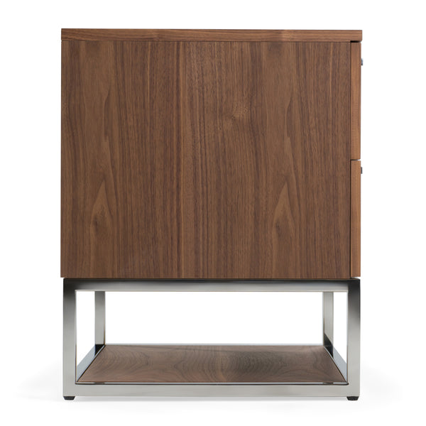 Vig Furniture Modrest Helenora Nightstand - Chic Walnut Design With Stainless Steel Accents For Modern Bedrooms Walnut  Vgvc-mb1502-wal