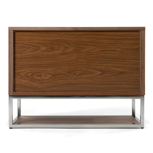 Vig Furniture Modrest Helenora Nightstand - Chic Walnut Design With Stainless Steel Accents For Modern Bedrooms Walnut  Vgvc-mb1502-wal