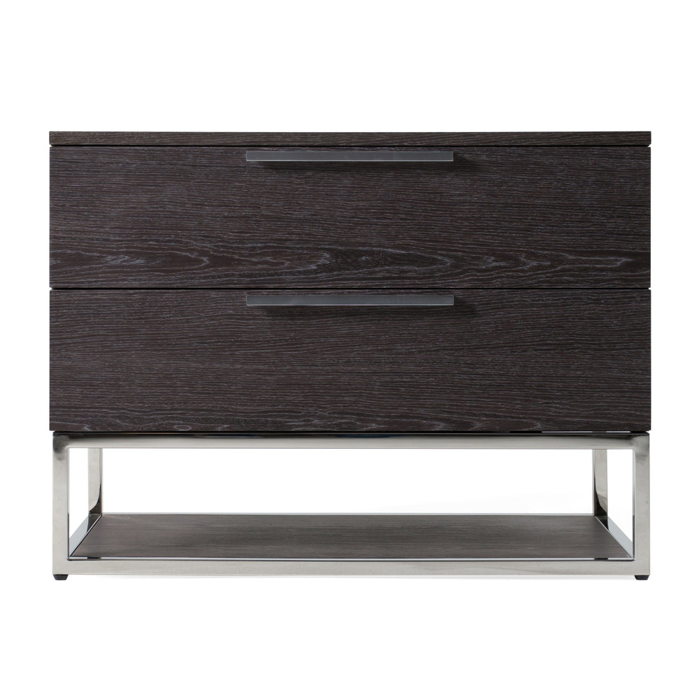 Vig Furniture Modrest Helenora Nightstand - Sleek Modern Grey Elm With Stainless Steel Accents For Elegance Grey  Vgvc-mb1502-gry