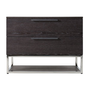 Vig Furniture Modrest Helenora Nightstand - Sleek Modern Grey Elm With Stainless Steel Accents For Elegance Grey  Vgvc-mb1502-gry
