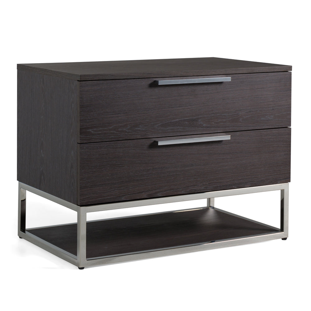 Vig Furniture Modrest Helenora Nightstand - Sleek Modern Grey Elm With Stainless Steel Accents For Elegance Grey  Vgvc-mb1502-gry