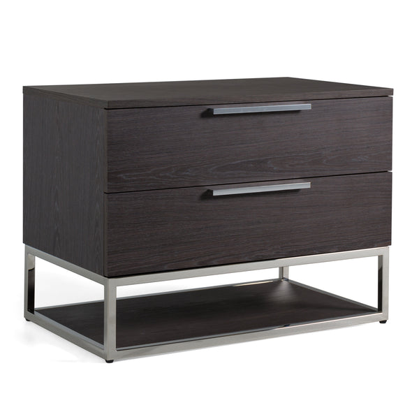 Vig Furniture Modrest Helenora Nightstand - Sleek Modern Grey Elm With Stainless Steel Accents For Elegance Grey  Vgvc-mb1502-gry