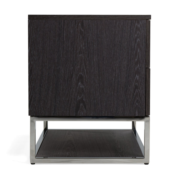 Vig Furniture Modrest Helenora Nightstand - Sleek Modern Grey Elm With Stainless Steel Accents For Elegance Grey  Vgvc-mb1502-gry