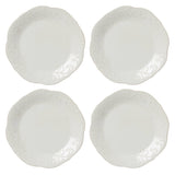 French Perle Stoneware 4-Piece Dinner Plate Set, Swirls & Tea-Stained Edge