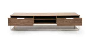 VIG Furniture Heloise Walnut Tv Stand With Stainless Steel Legs, 79" Minimal Media Console W/ Soft-Close Drawers VGBB-MK1502-TV