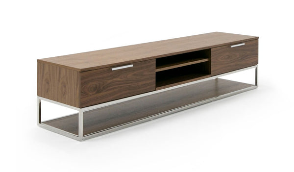VIG Furniture Heloise Walnut Tv Stand With Stainless Steel Legs, 79" Minimal Media Console W/ Soft-Close Drawers VGBB-MK1502-TV