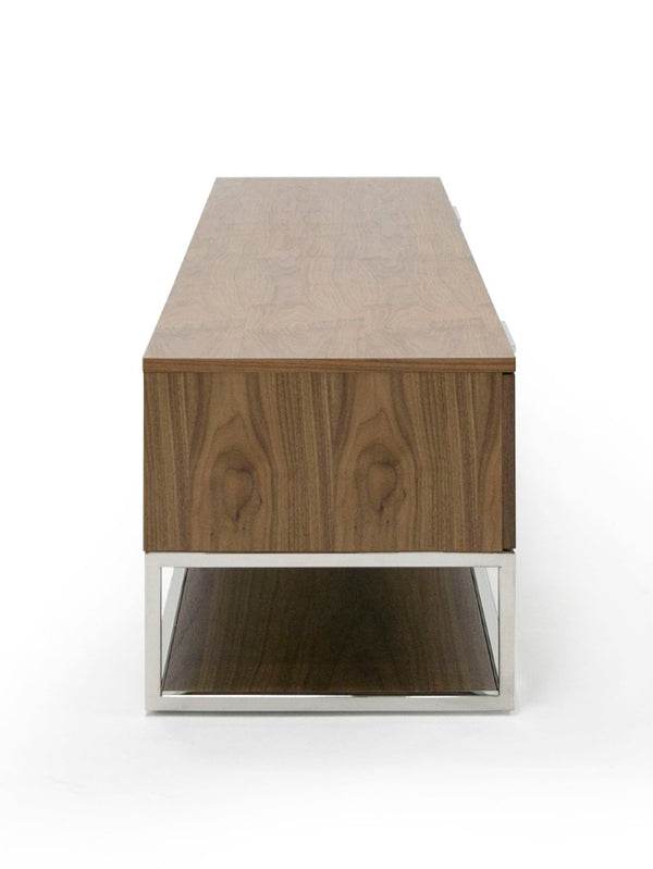 VIG Furniture Heloise Walnut Tv Stand With Stainless Steel Legs, 79" Minimal Media Console W/ Soft-Close Drawers VGBB-MK1502-TV