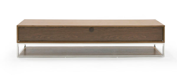 VIG Furniture Heloise Walnut Tv Stand With Stainless Steel Legs, 79" Minimal Media Console W/ Soft-Close Drawers VGBB-MK1502-TV