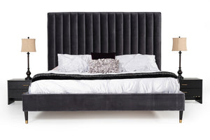 VIG Furniture Eastern Modern Hemlock Grey Velvet Bed — Sleek King Upholstered Platform With Slats, No Box Spring Needed VGKKB606-GRY-EK