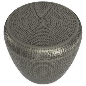 English Elm Preston - Handcrafted Antique Silver Metal Side Table With Drum Design For Chic Modern Interiors B136P159935-GIGA