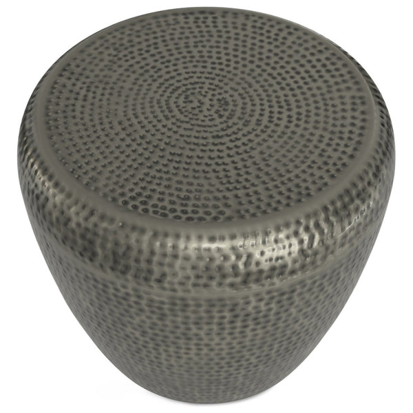 English Elm Preston - Handcrafted Antique Silver Metal Side Table With Drum Design For Chic Modern Interiors B136P159935-GIGA