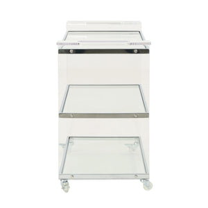 English Elm Bar Cart Acrylic Two Tier Rolling Shelf for Glam Minimalist Entertaining Spaces 62131.00