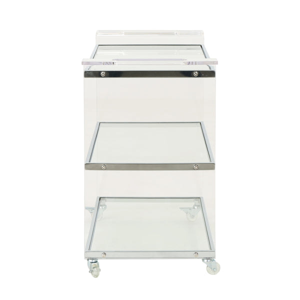 English Elm Bar Cart Acrylic Two Tier Rolling Shelf for Glam Minimalist Entertaining Spaces 62131.00