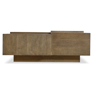 Bernhardt Bernhardt Weiss Oak Cocktail Table with Wire-brushed Finish and Sculptural Cube Design 570010